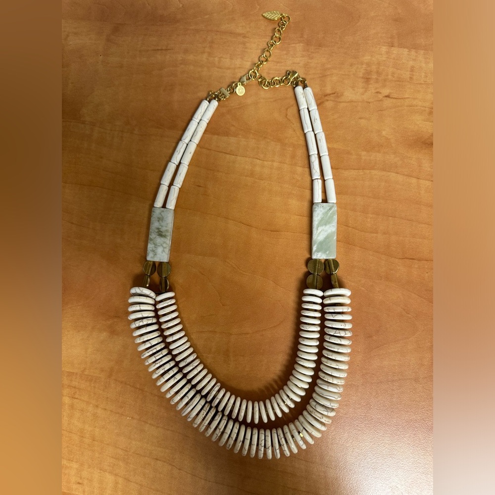 David Aubrey Double Strand Necklace with Magnesite & Brass